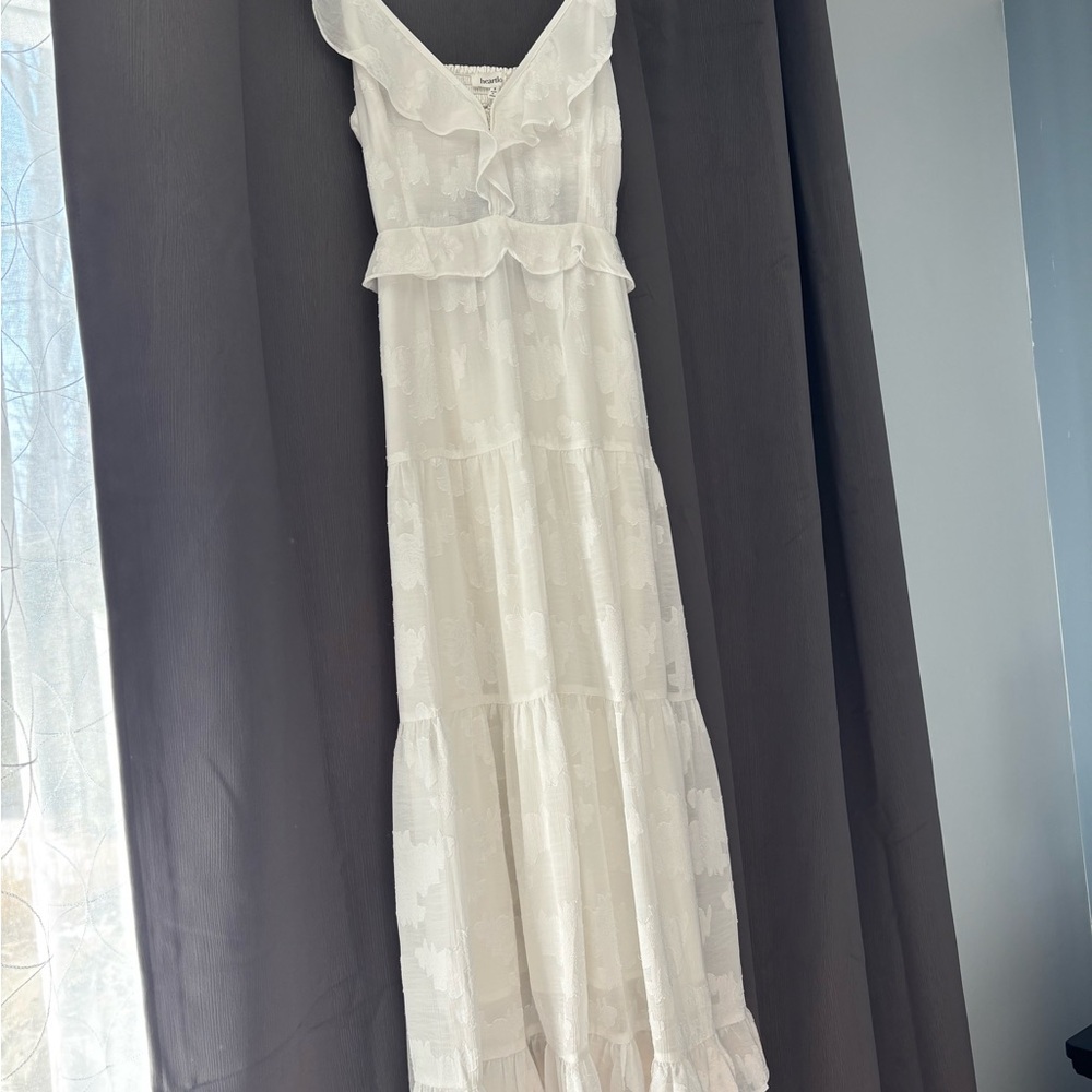 Heartloom White Maxi Dress with Ruffle Neckline